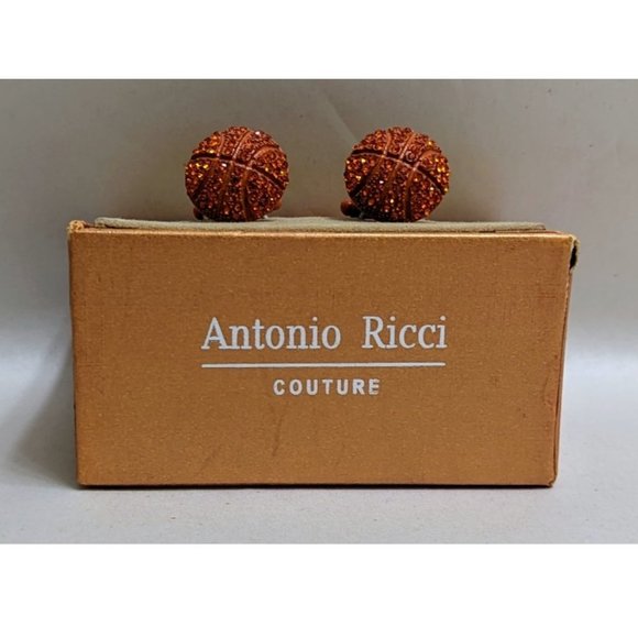 🆕 BRIGHT ORANGE STUDDED CUFF LINKS - MEN - Picture 1 of 2